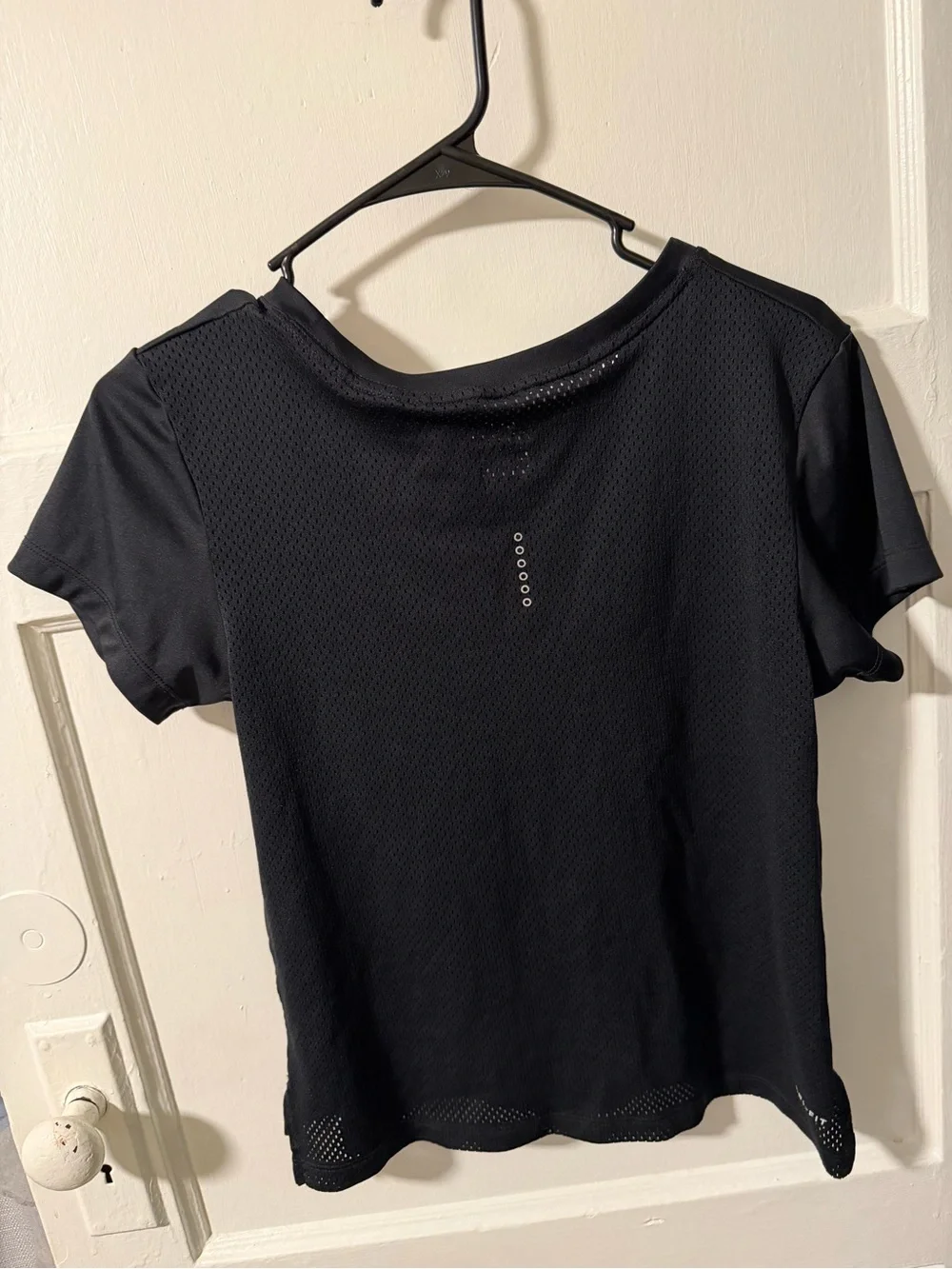 Nike Dri-FIT Running Tee Black Reflective Logo Mesh Performance Small